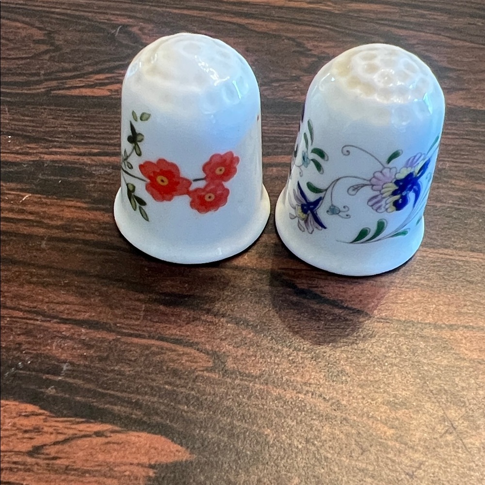 Coalport Floral Porcelain Thimbles Set